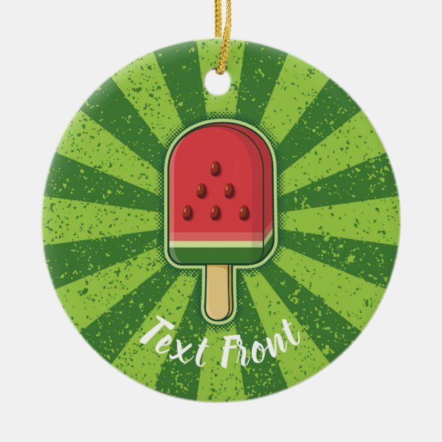 Watermelon Ice Cream Stick Ceramic Tree Decoration (Front)