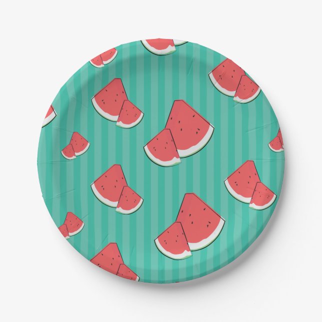 Watermelon Illustration Paper Plate (Front)
