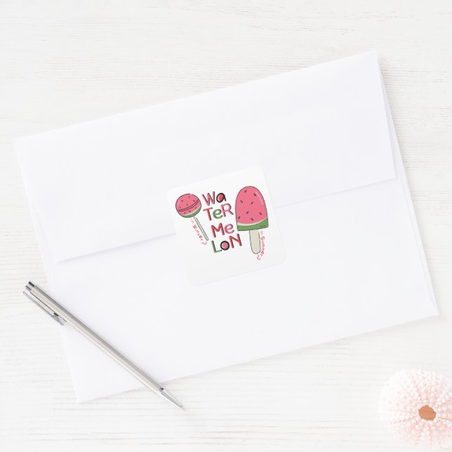 Watermelon in Summer or Winter how do you like it? Square Sticker (Envelope)