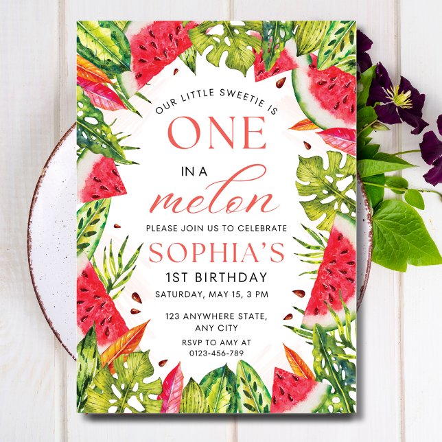 Watermelon Invitation, One in a Melon Birthday  Invitation (Creator Uploaded)