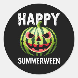Watermelon Jackolantern Summer Halloween Happy Sum Classic Round Sticker