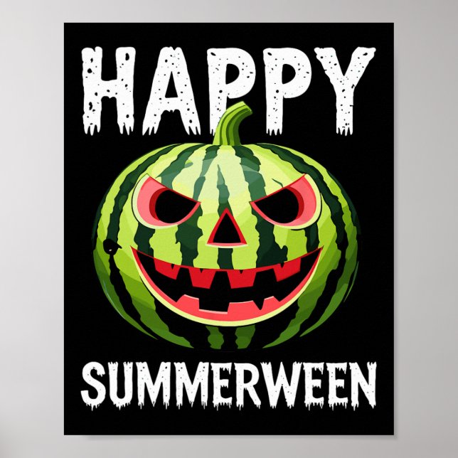 Watermelon Jackolantern Summer Halloween Happy Sum Poster (Front)