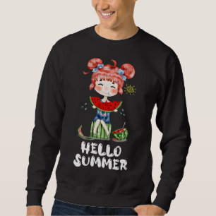 Watermelon Kawaii Anime Girl Hello Summer Fruit Me Sweatshirt