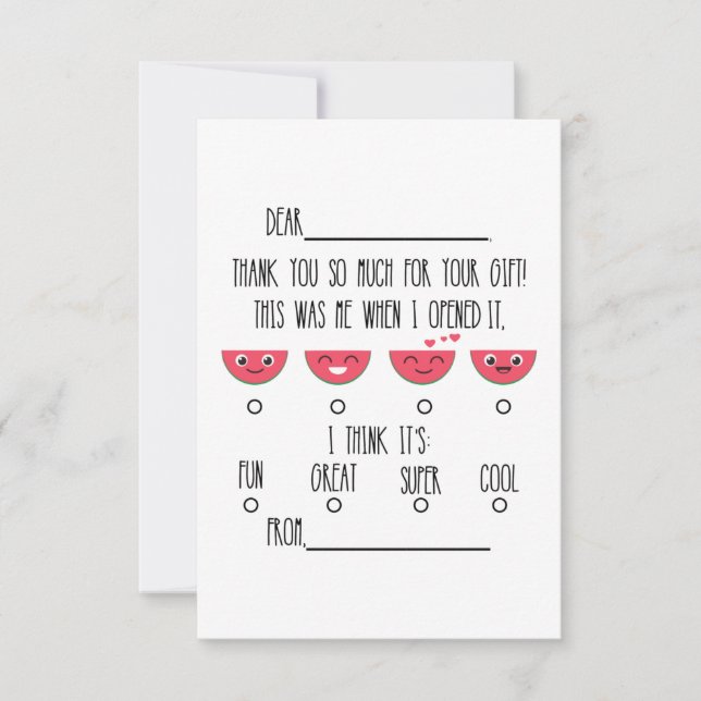 Watermelon Kids Thank You Notecards (Front)