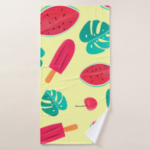 Watermelon leaves strawberry bath towel