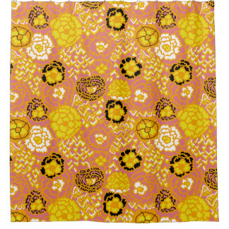 Watermelon Lemon Gold Shower Curtain