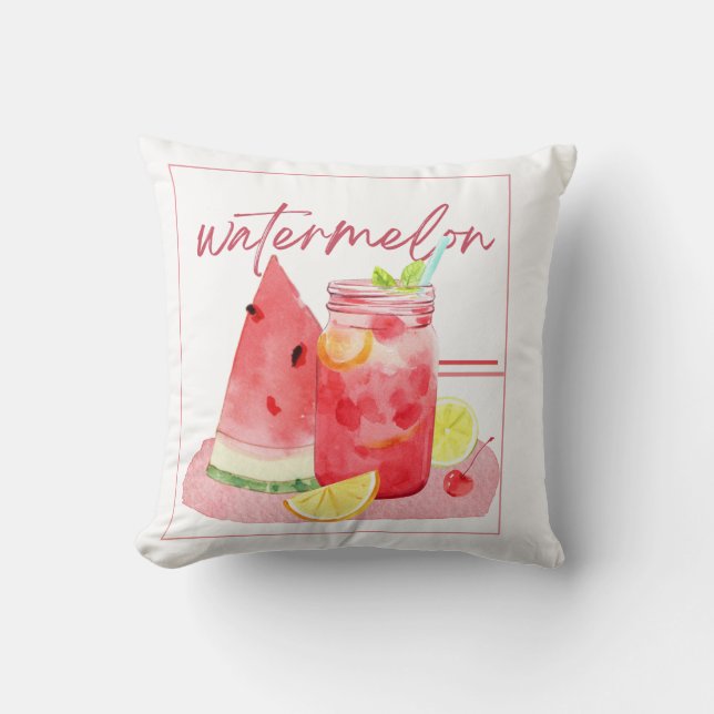 Watermelon Lemonade Watercolor Art Cushion (Front)
