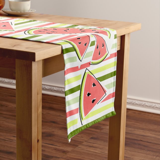 Watermelon Line Stripe Thin table runner (In Situ)