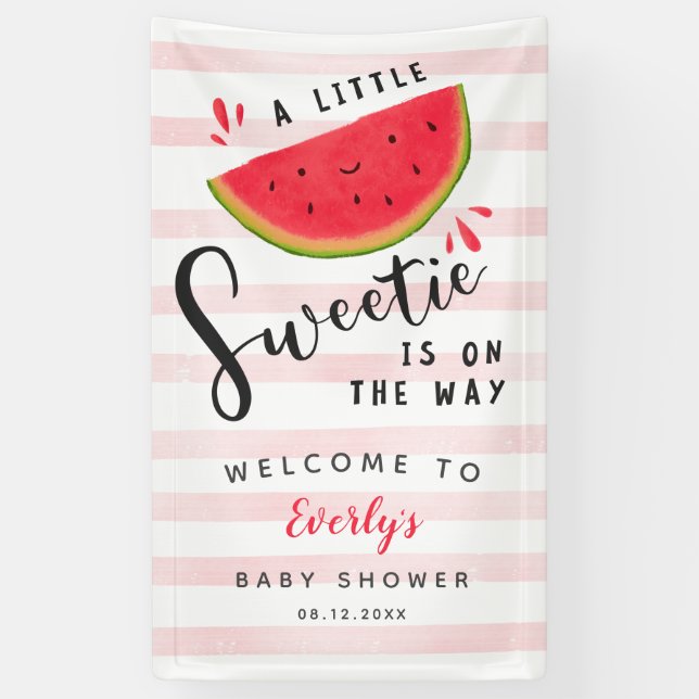 Watermelon Little Sweetie Baby Shower Welcome Banner (Vertical)