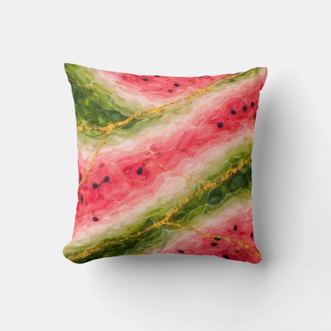 Watermelon Marble with Gold Veining Cushion (Front)
