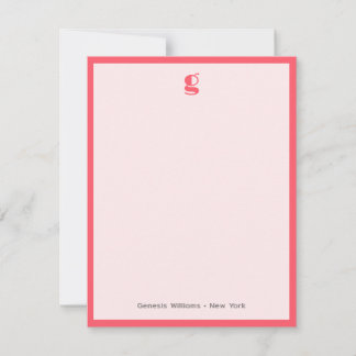 Watermelon Modern Monogram Name Classic Frame Note Card