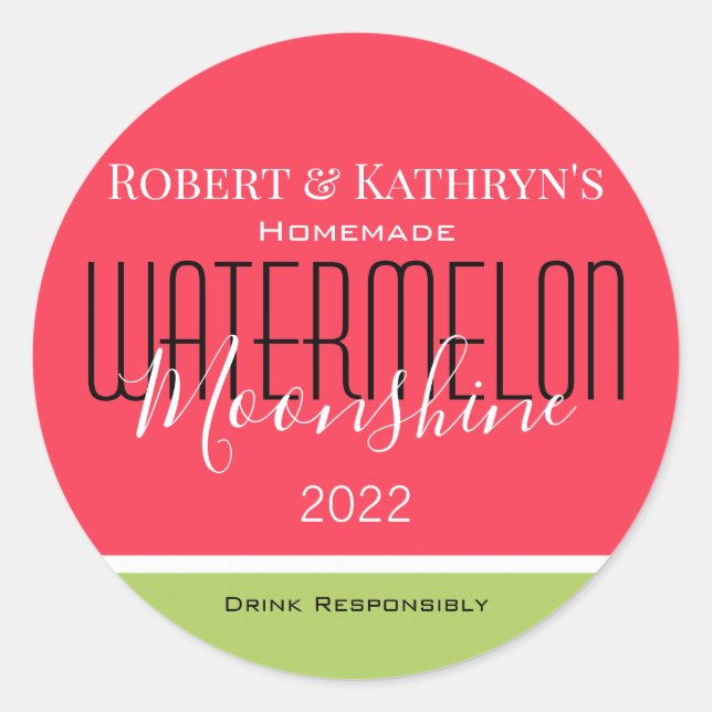 "Watermelon Moonshine" Personalised Label (Front)