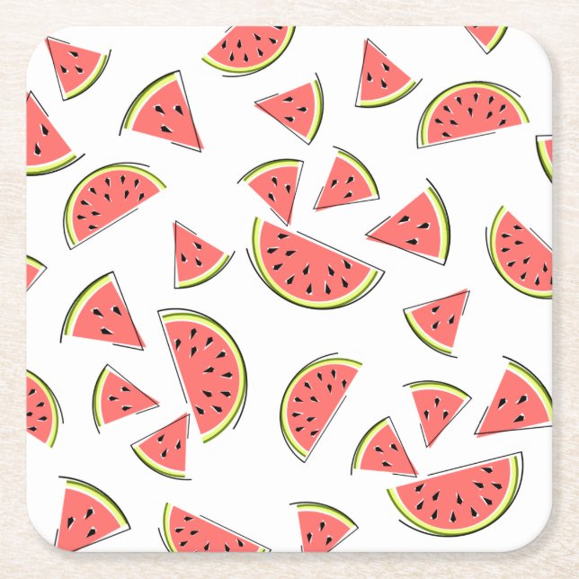 Watermelon Multi Square Paper Coaster (Front)
