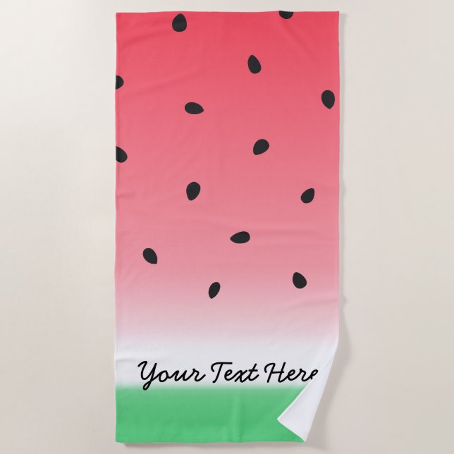 Watermelon Ombre Stripes Beach Towel (Front)