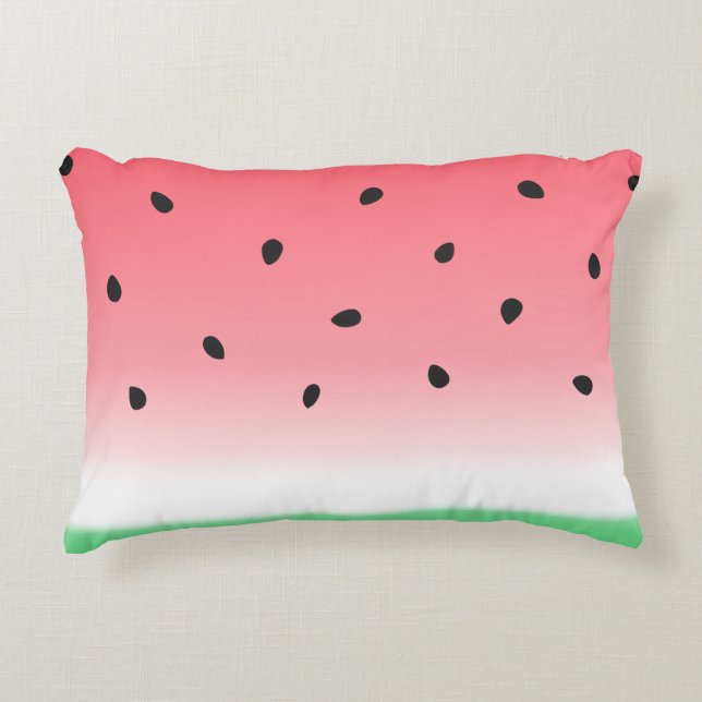 Watermelon Ombre Stripes Decorative Cushion (Front)