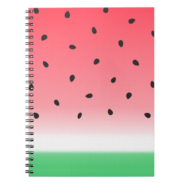 Watermelon Ombre Stripes Spiral Notebook (Front)