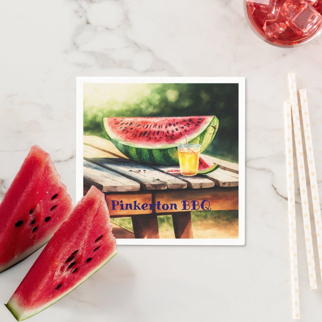 Watermelon On A Picnic Table Napkin (Creator Uploaded)