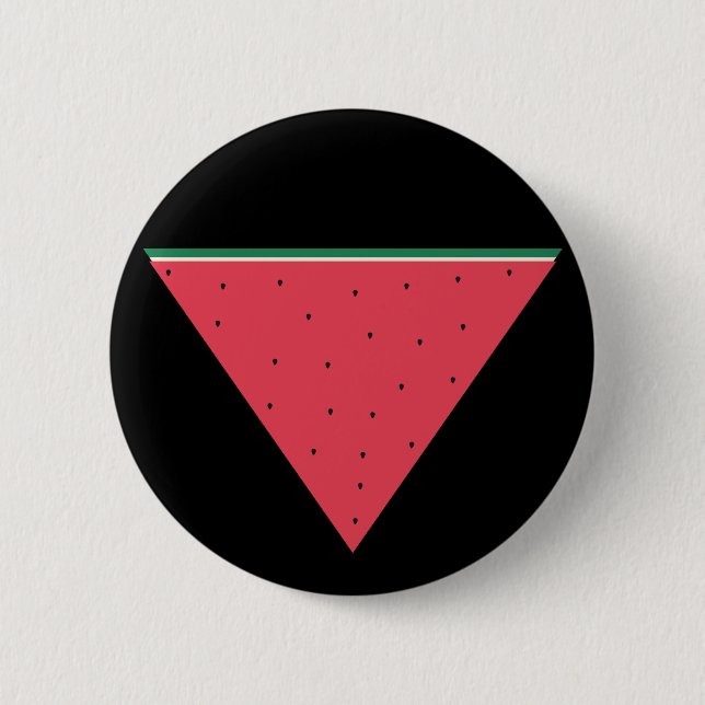 Watermelon on inverted red triangle resistance 6 cm round badge (Front)