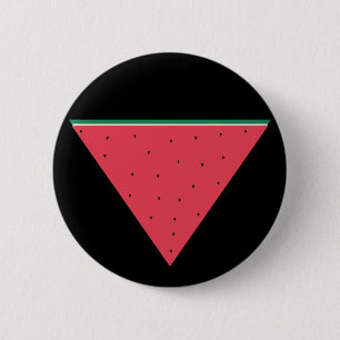 Watermelon on inverted red triangle resistance 6 cm round badge