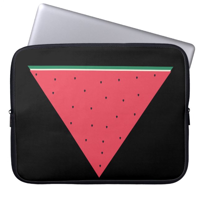 Watermelon on inverted red triangle resistance laptop sleeve (Front)