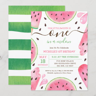 Watermelon One In A Melon 1st Birthday Invitation