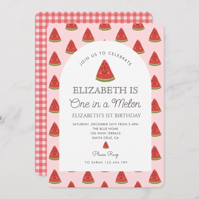 Watermelon One in a melon 1st birthday  Invitation (Creator Uploaded)
