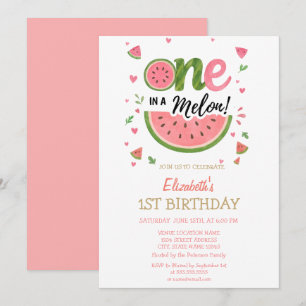 Watermelon One In A Melon 1st Birthday Invitation