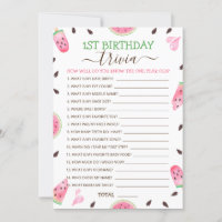 Watermelon One In A Melon 1st Birthday Trivia Game