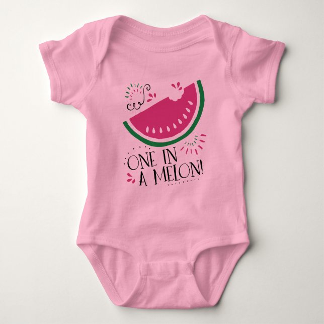 Watermelon One in a Melon Baby Romper Bodysuit (Front)