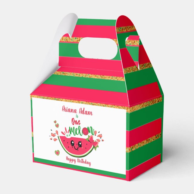 Watermelon One in a Melon Girl's First Birthday Favour Box (Front Side)