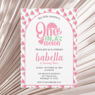 Watermelon One In A Melon Sweet Little Girl Invitation