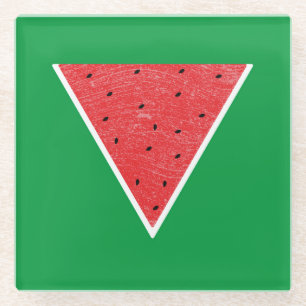 watermelon Palestine فلسطين Glass Coaster