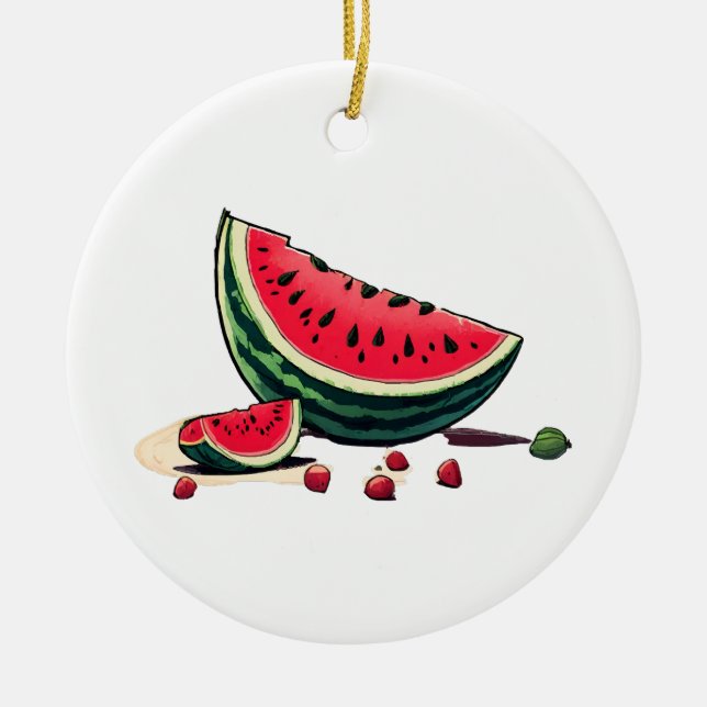 Watermelon Palestine Ceramic Tree Decoration (Front)