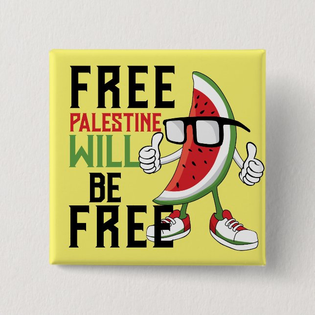 Watermelon Palestine fFreedom 15 Cm Square Badge (Front)