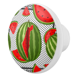 Watermelon Palestine Map Slice Ceramic Knob