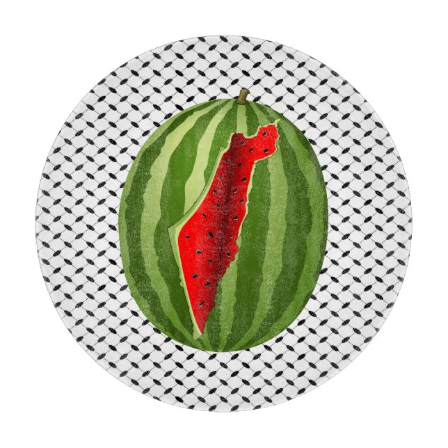 Watermelon Palestine Map Slice Cutting Board (Front)
