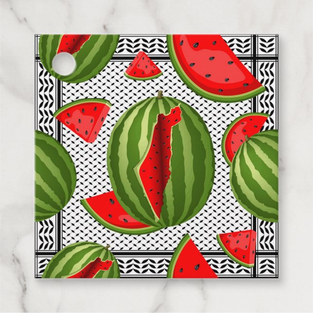 Watermelon Palestine Map Slice Favour Tags (Front)