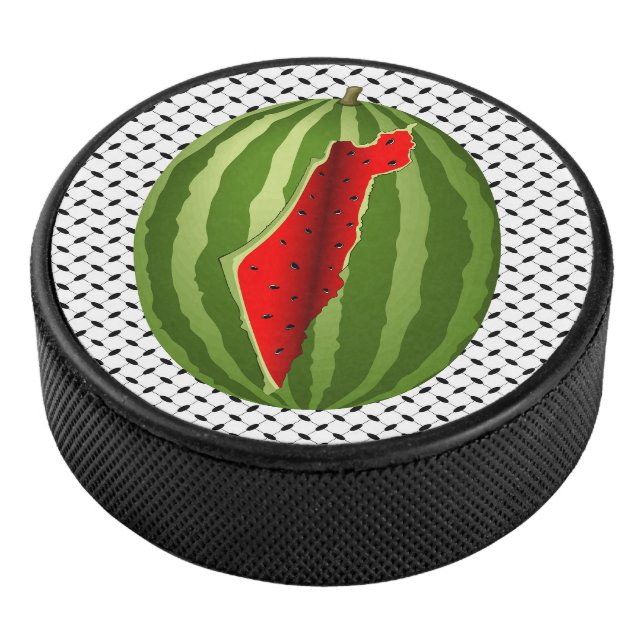 Watermelon Palestine Map Slice Hockey Puck (3/4)