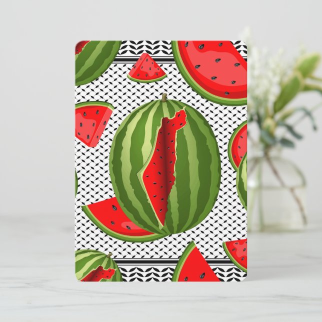 Watermelon Palestine Map Slice Invitation (Standing Front)