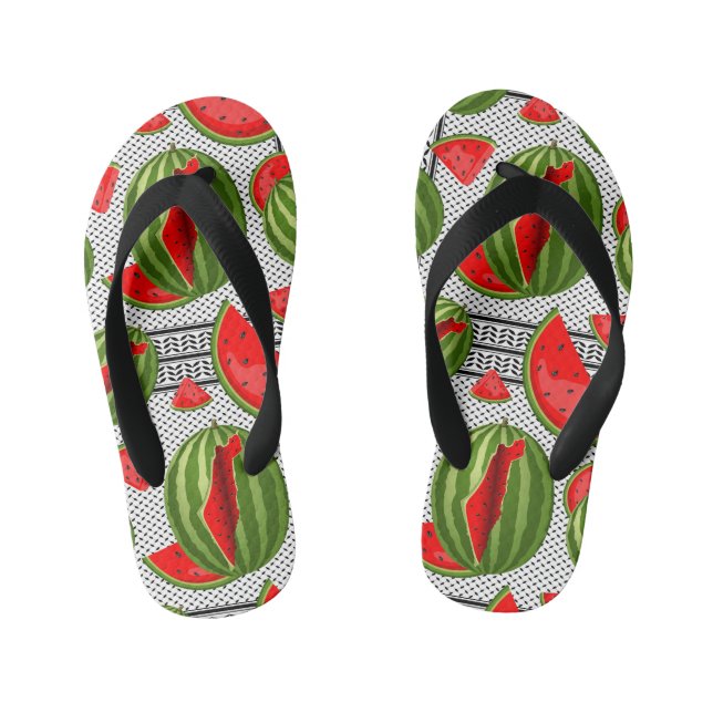 Watermelon Palestine Map Slice Kid's Jandals (Footbed)