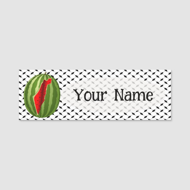 Watermelon Palestine Map Slice Name Tag (Front)
