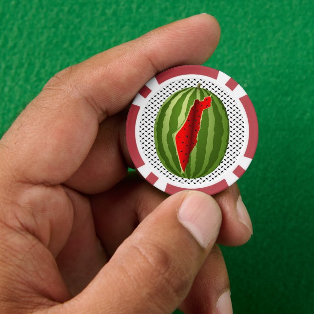 Watermelon Palestine Map Slice Poker Chips (Hand)