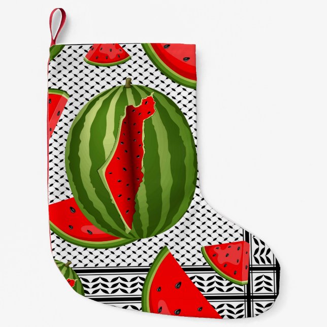 Watermelon Palestine Map Slice Small Christmas Stocking (Front)