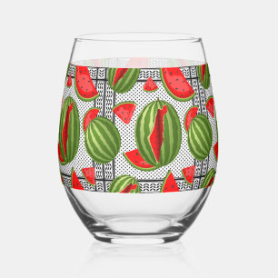 Watermelon Palestine Map Slice Stemless Wine Glass