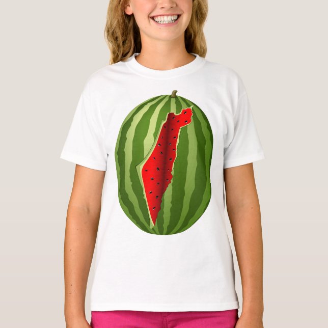 Watermelon Palestine Map Slice T-Shirt (Front)