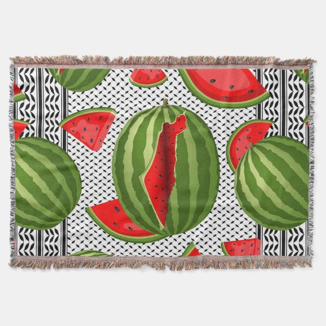 Watermelon Palestine Map Slice Throw Blanket (Front)