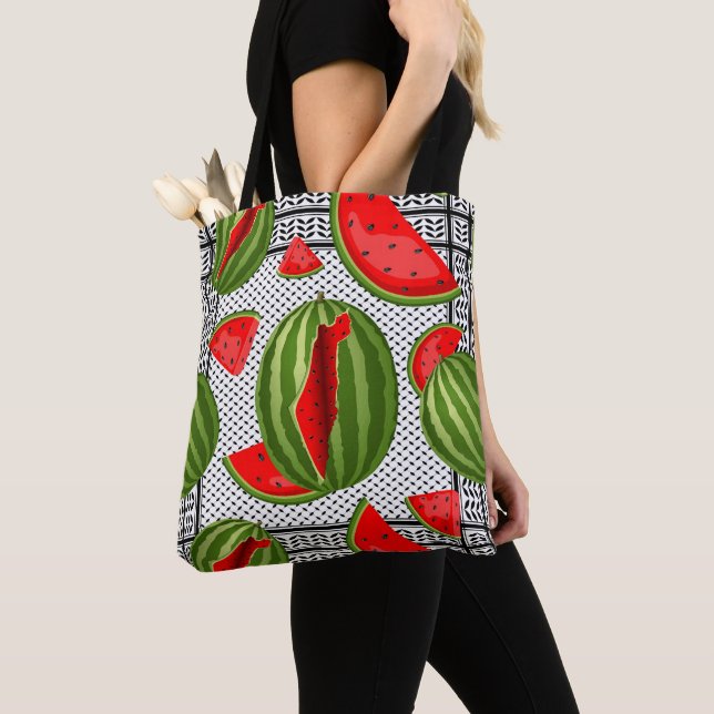 Watermelon Palestine Map Slice Tote Bag (Close Up)