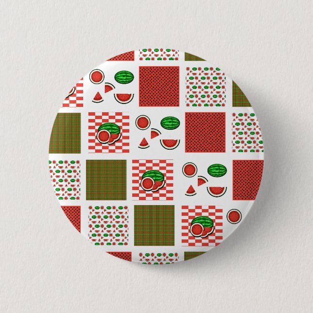 Watermelon Patchwork 6 Cm Round Badge (Front)