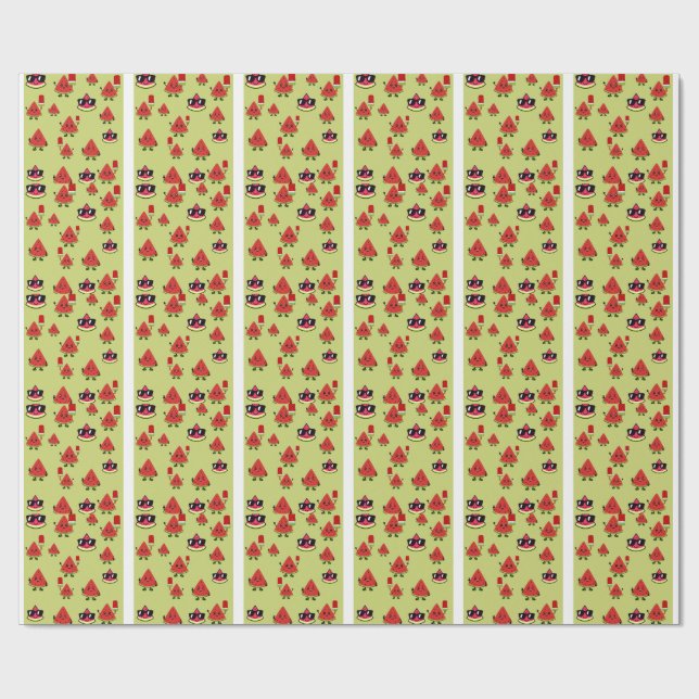 Watermelon Pattern Birthday Gift Wrapping Paper (Flat)