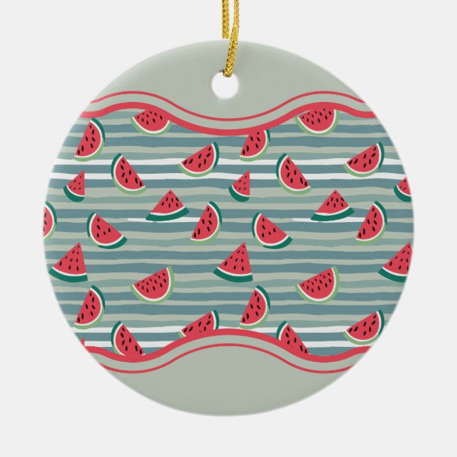Watermelon Pattern Ceramic Tree Decoration (Front)